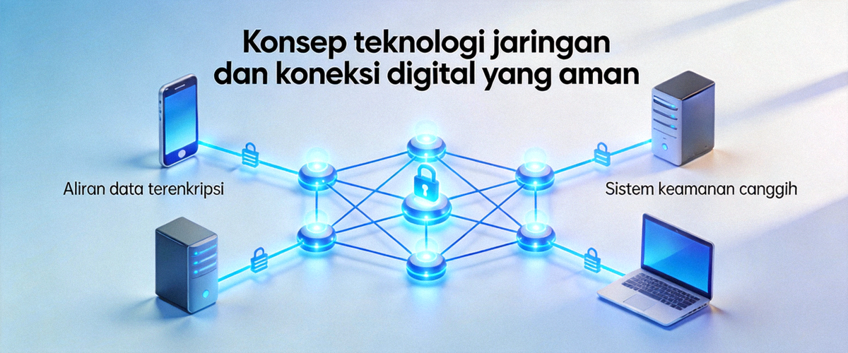 Konsep teknologi jaringan dan koneksi digital yang aman