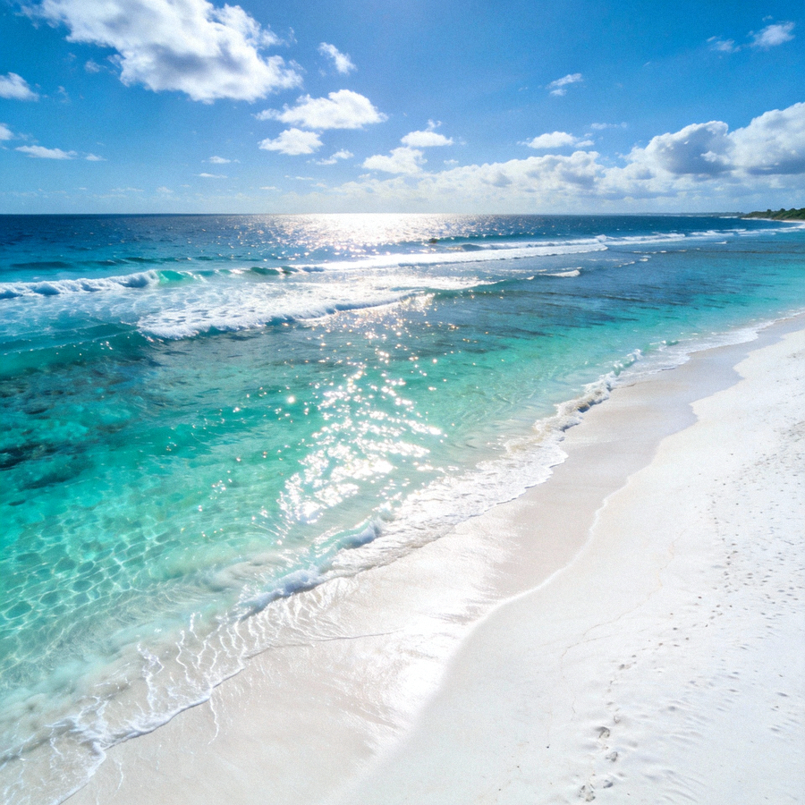 Pantai indah di Bali dengan pasir putih dan air laut yang jernih