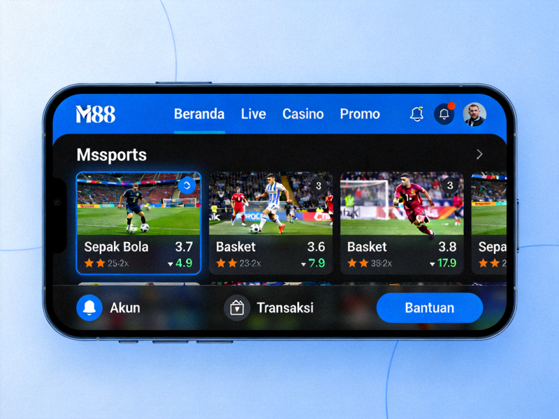 Tampilan antarmuka M88 Msports