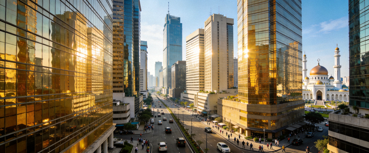 Pemandangan kota Jakarta modern di siang hari