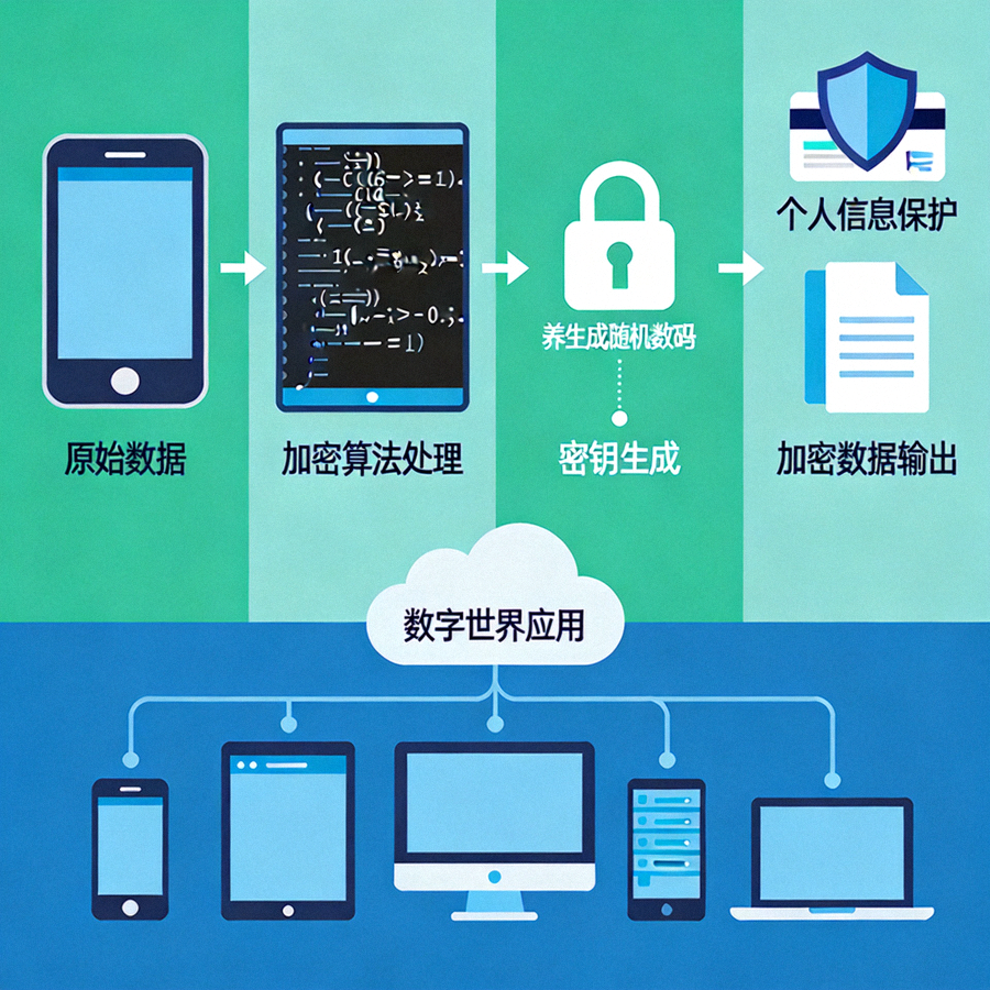 Animasi proses enkripsi data dan proteksi informasi pribadi di dunia digital