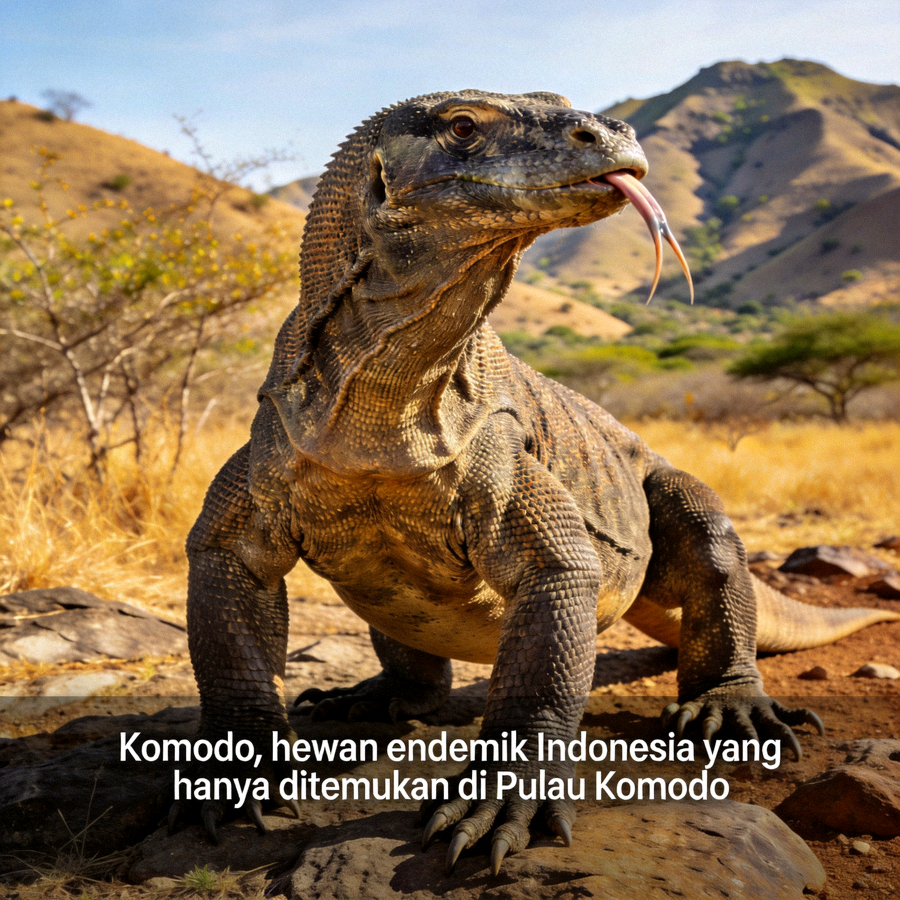 Komodo, hewan endemik Indonesia yang hanya ditemukan di Pulau Komodo
