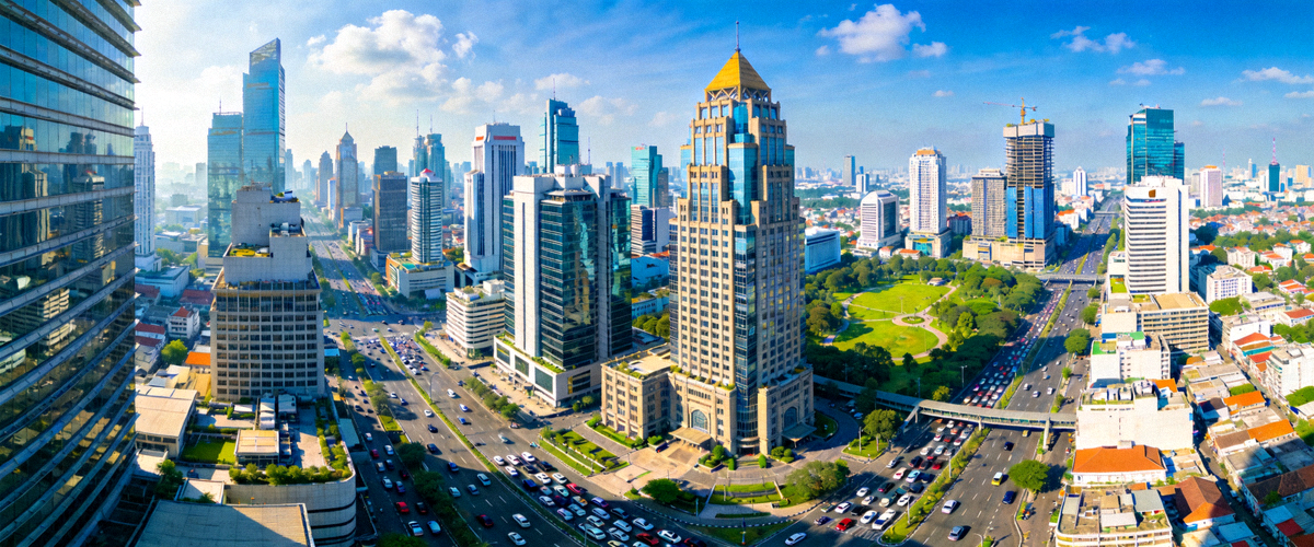 Pemandangan kota Jakarta modern di siang hari